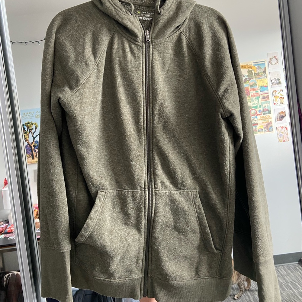 hooded green zip up